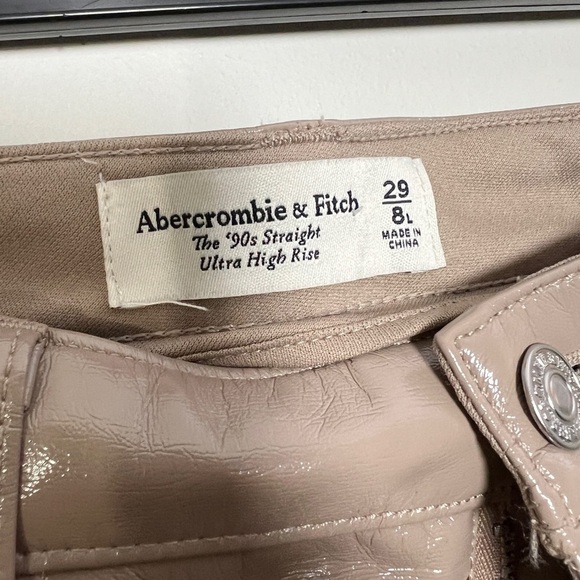 Abercrombie & Fitch 90s Straight Ultra High Rise Vegan Leather Pants - Picture 3 of 6
